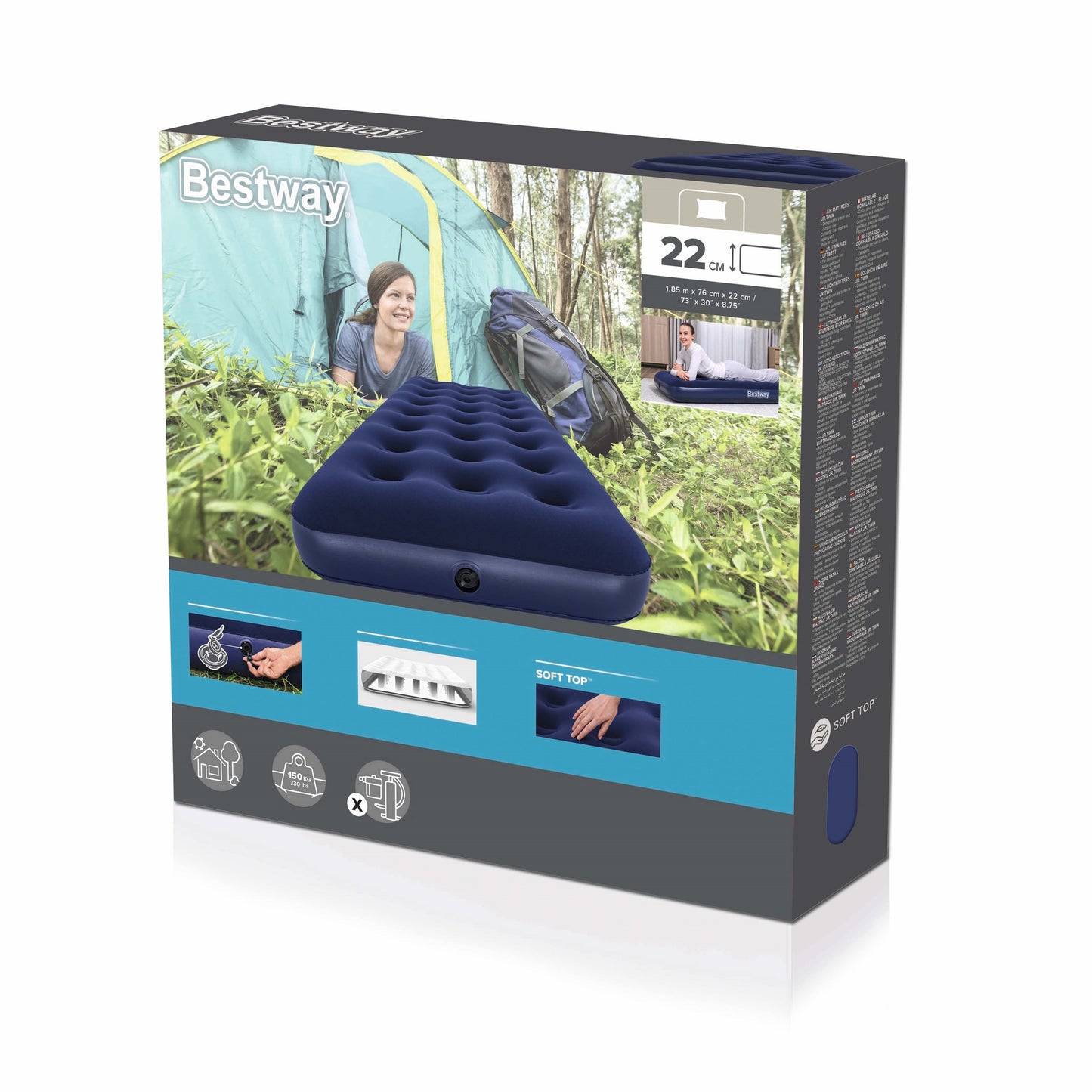 Colchon Inflable Individual Bestway 1.85m x 76cm x 22cm