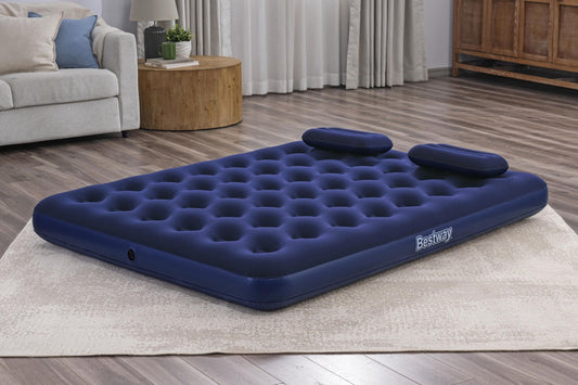 Colchón Inflable Queen Size Con Bomba Y Almohadas Bestway