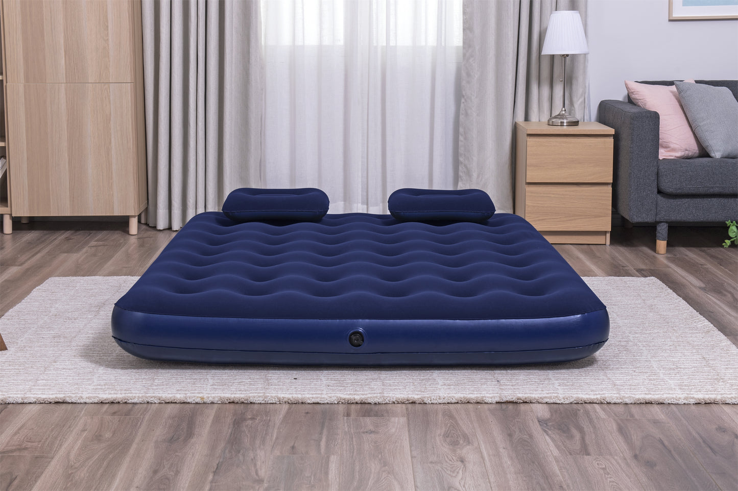 Colchón Inflable Queen Size Con Bomba Y Almohadas Bestway