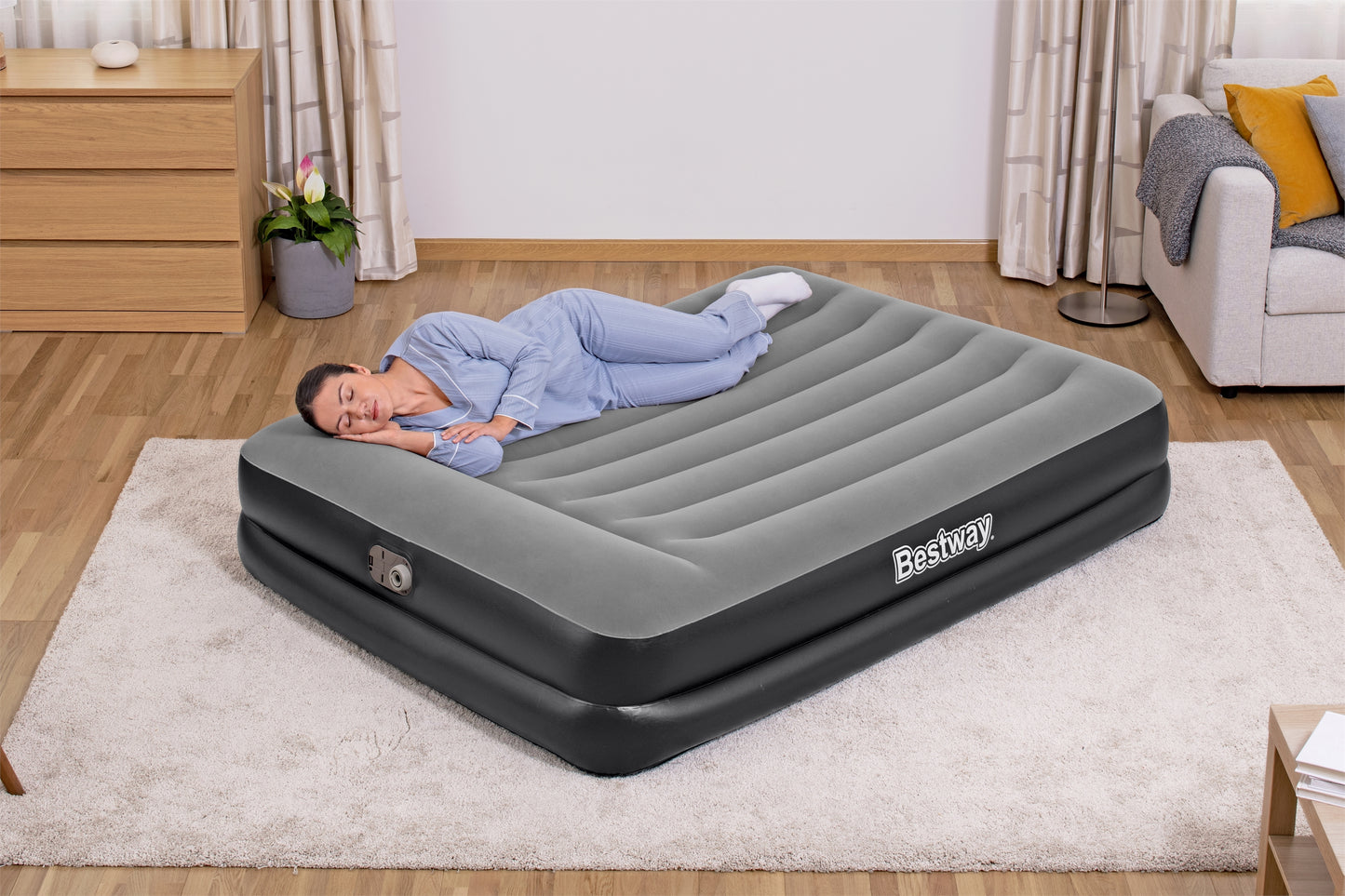 Colchón Inflable Queen Size Electrico Doble Altura Bestway