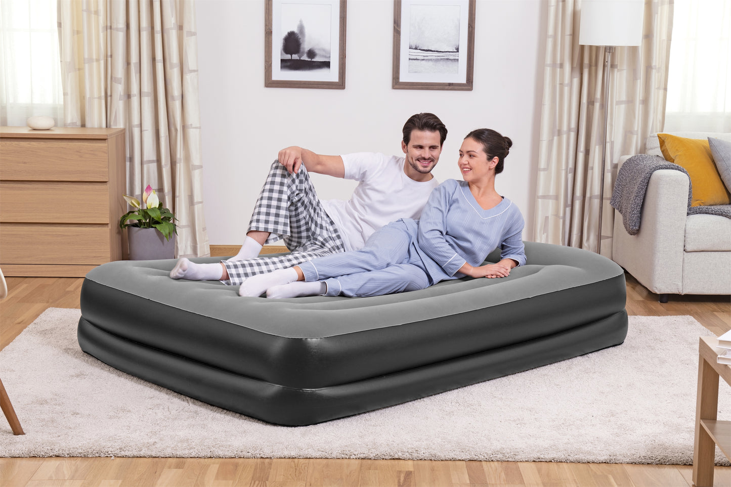 Colchón Inflable Queen Size Electrico Doble Altura Bestway