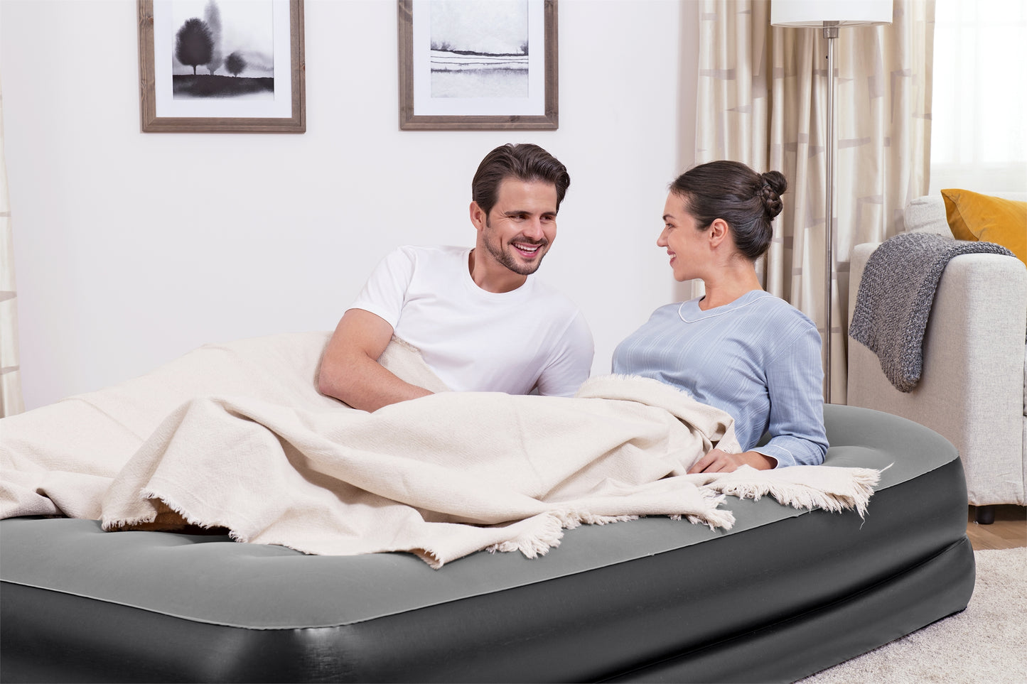 Colchón Inflable Queen Size Electrico Doble Altura Bestway