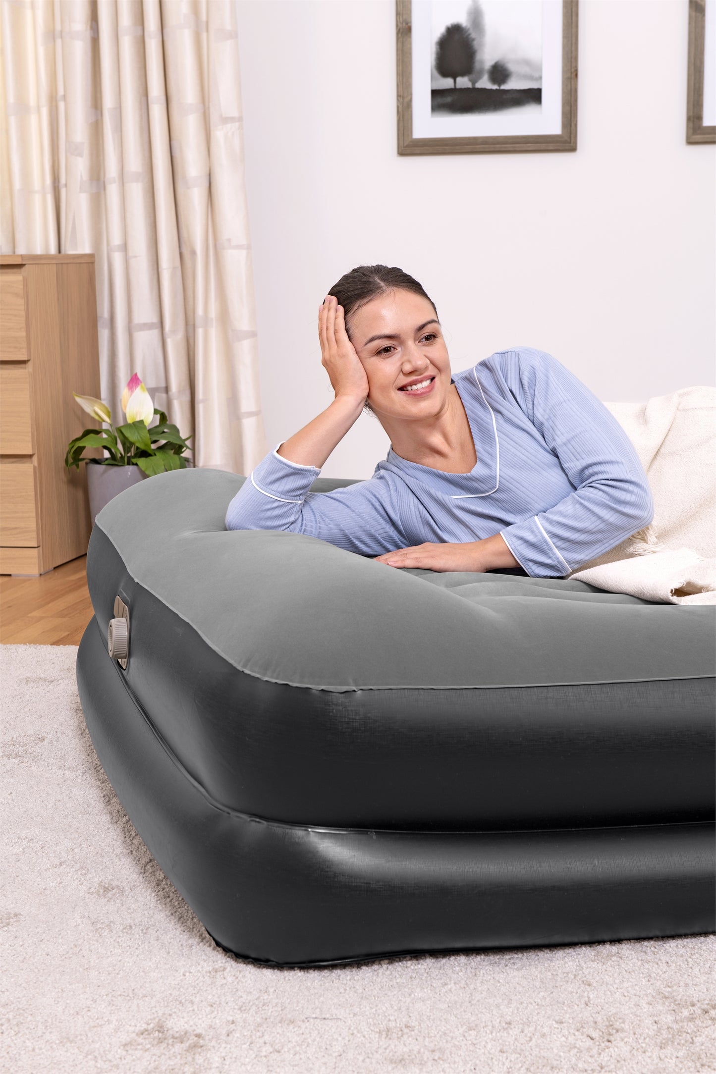 Colchón Inflable Queen Size Electrico Doble Altura Bestway
