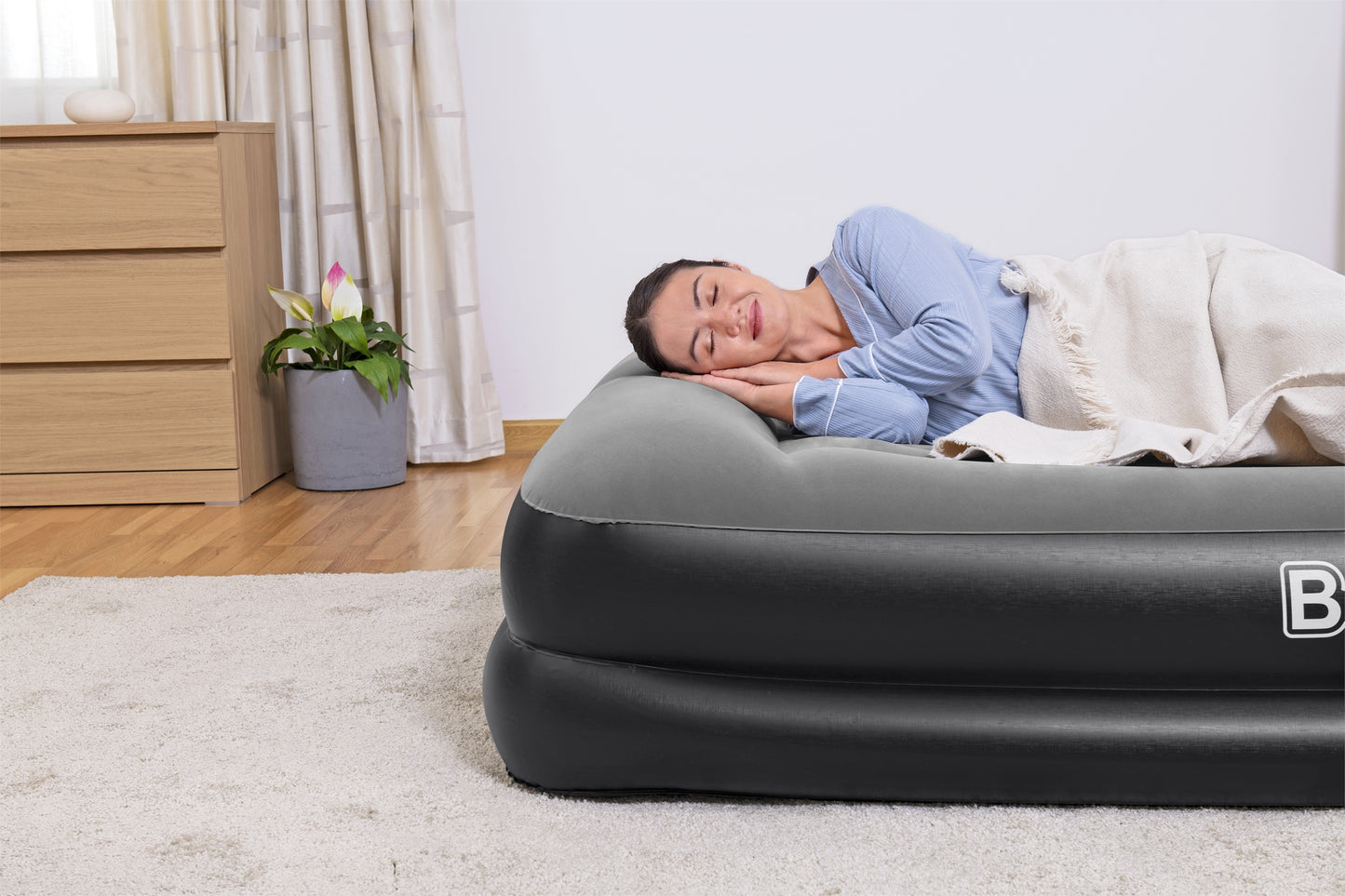 Colchón Inflable Queen Size Electrico Doble Altura Bestway